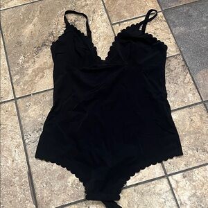 Black Scalloped Body Suit